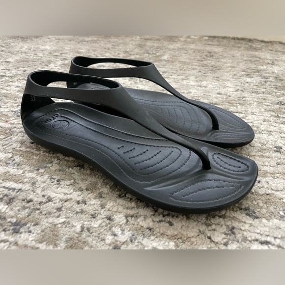 Crocs Sexi Serena Black Womens Size 7 Thong Sandals T Strap - Picture 5 of 7
